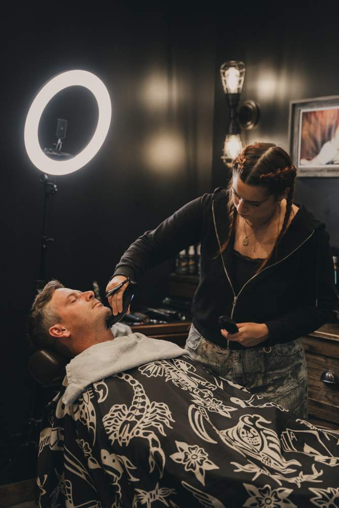 Beard shape-up with a hot towel finish at The Cave, Springdale AR
