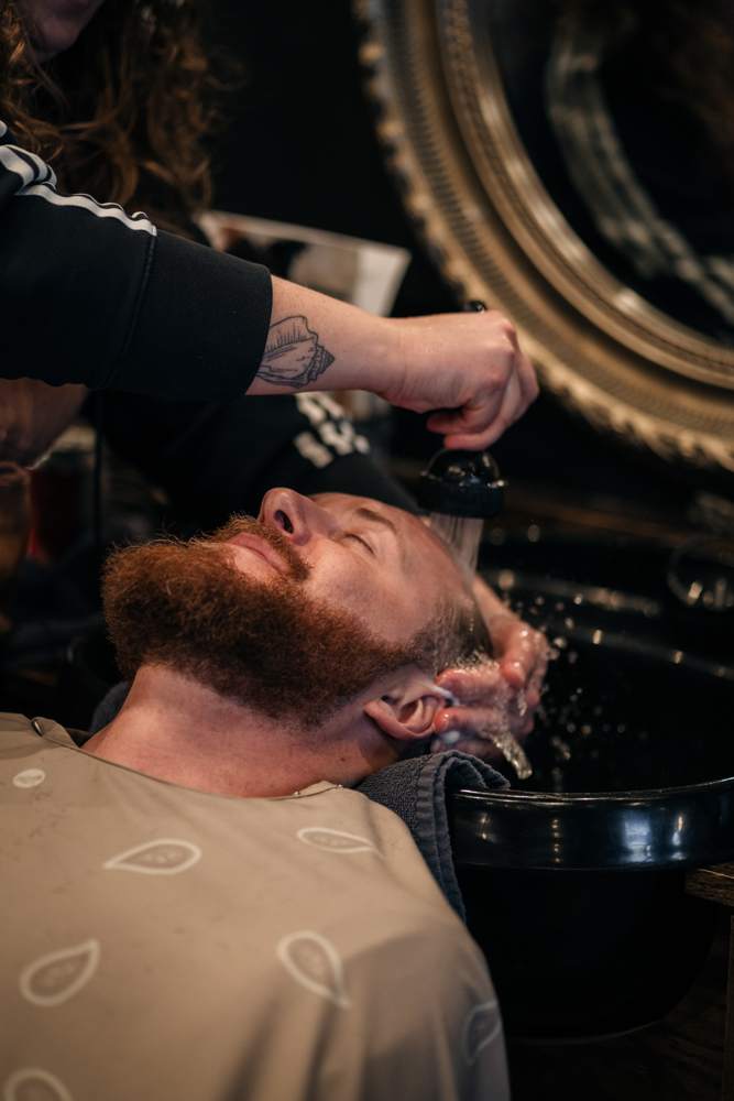 Hot shave with a straight razor and warm lather at The Cave, Springdale AR